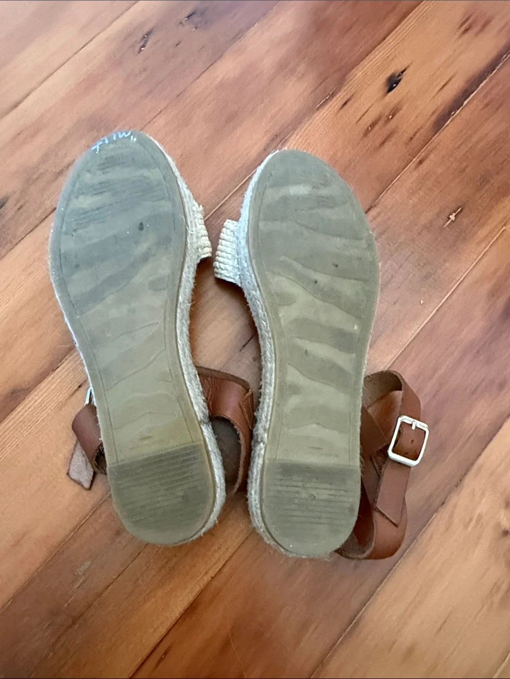Paseart Taupe leather espadrilles with braided rope flatform Size 40